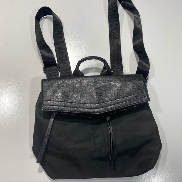 Botkier Black Nylon Adjustable Logo Straps Mini Backpack With Front Zipper - Picture 7 of 15